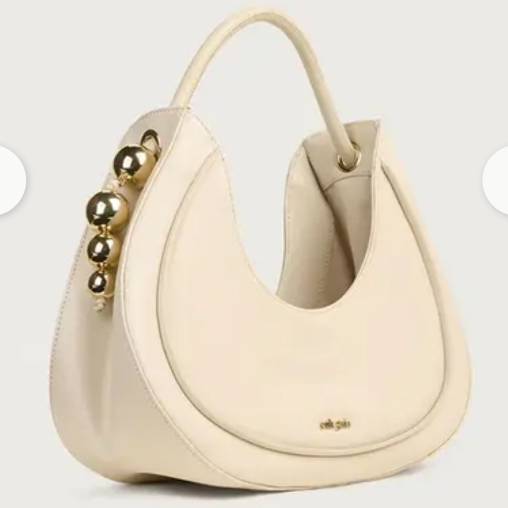 Cult Gaia Zabelle Leather Shoulder Bag  Off-white New With Tags